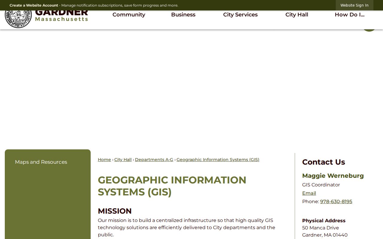 Gardner neighbors GIS information and parcel-map limits