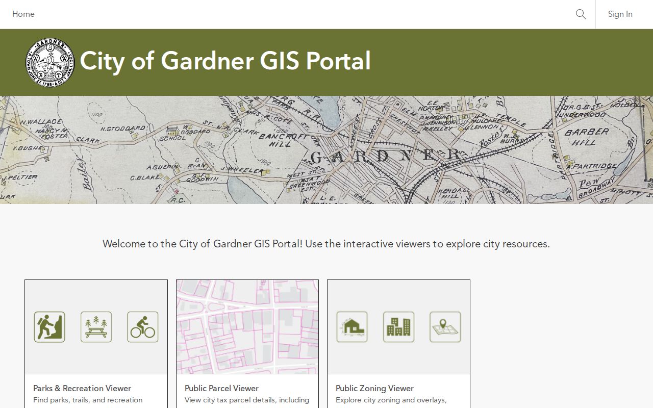 Gardner residents directory GIS map gallery for parcel research