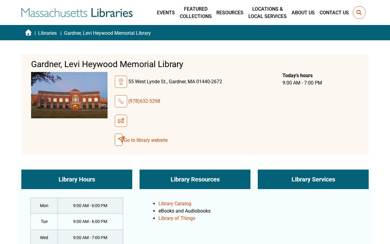 Gardner residents directory Levi Heywood Memorial Library local history access