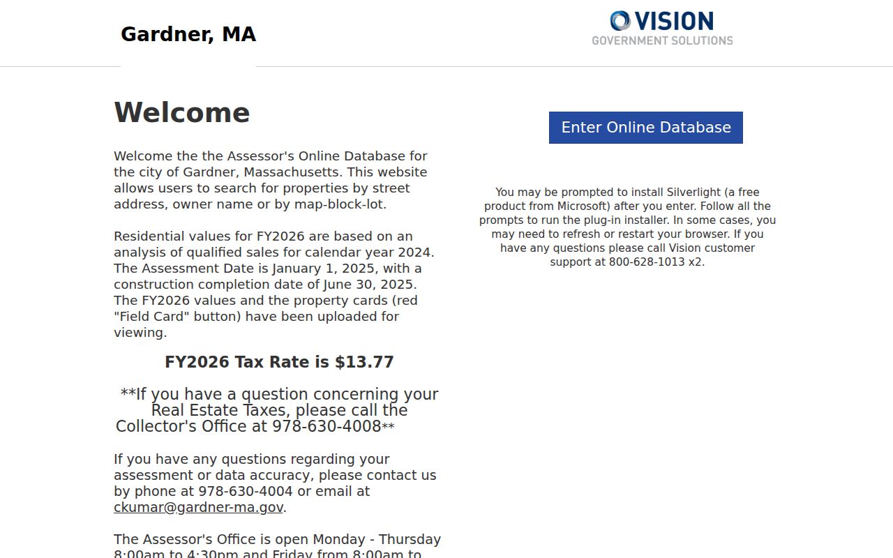 Gardner residents directory assessor portal with owner address and map-block-lot search